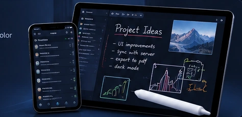 Illustrative NotePen concept on a tablet and phone